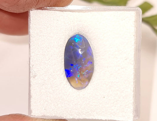 Echter semi-black Opal aus Lightning Ridge, Australien, Cabochon 13x7mm 1,6ct (Nr.1126)